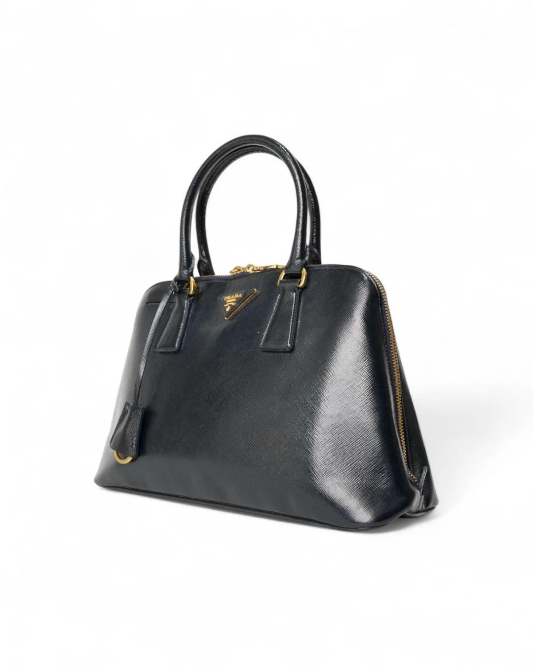 Prada Promenade Tote Medium Saffiano Blu Black