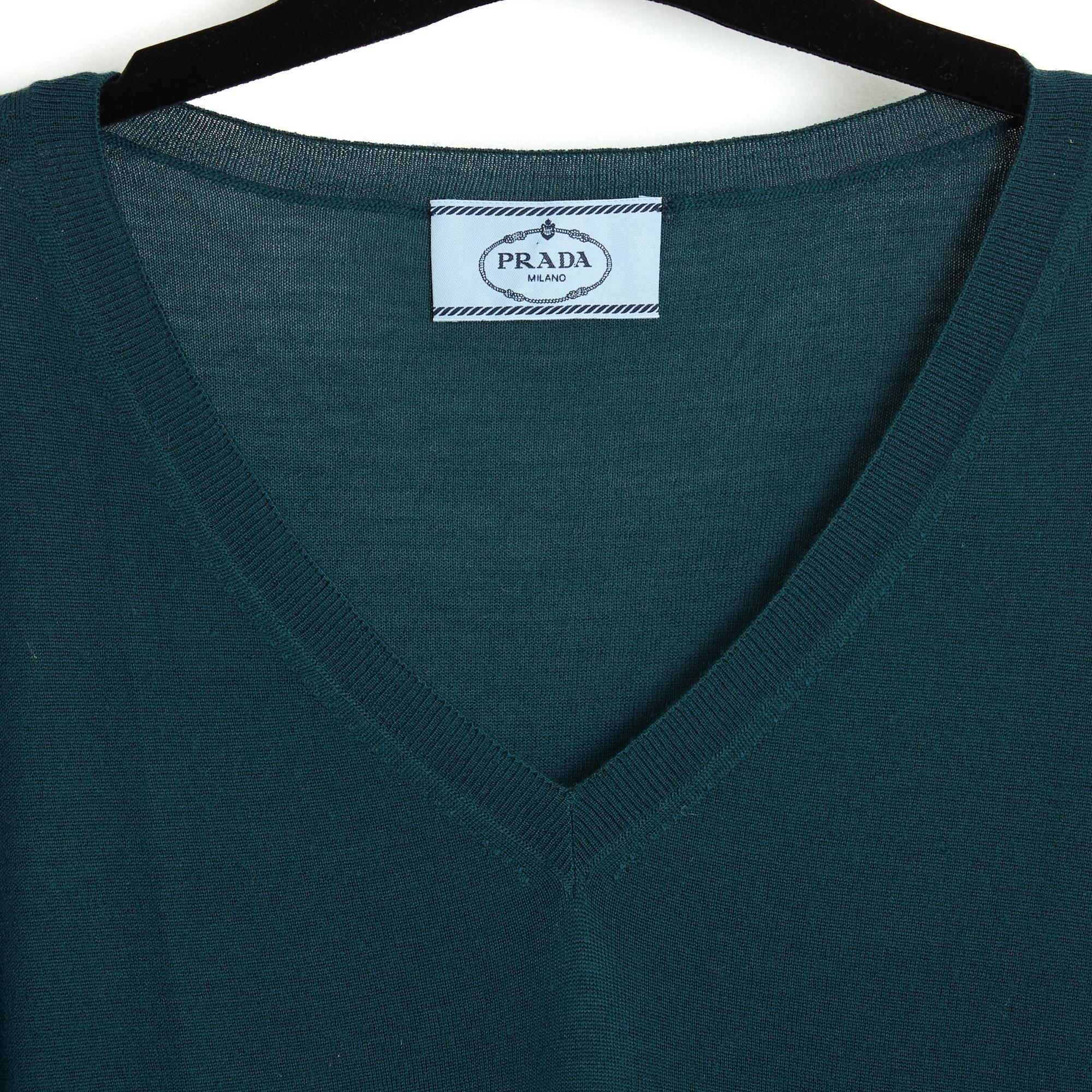 Black Prada Pull Top Oversize FR36/38 Blue Green Wool Top Sweater UK8/10 US6/8 For Sale