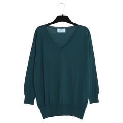 Prada Pull Top Oversize FR36/38 Blaugrünes Wolltop Pullover UK8/10 US6/8