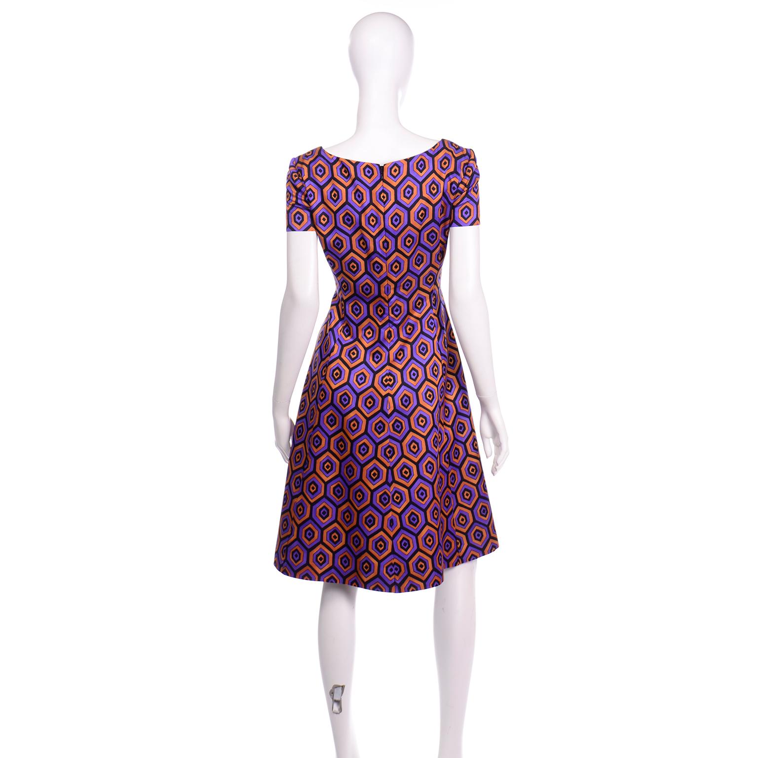 Women's or Men's Prada Purple and Orange Abstract Geometric Print Silk Blend Dress