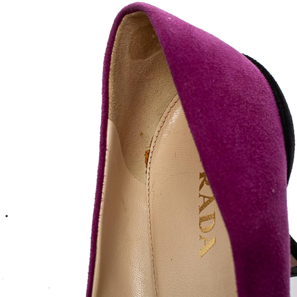 Prada Purple/Black Suede Embellished Pointed Toe Pumps Size 40 2
