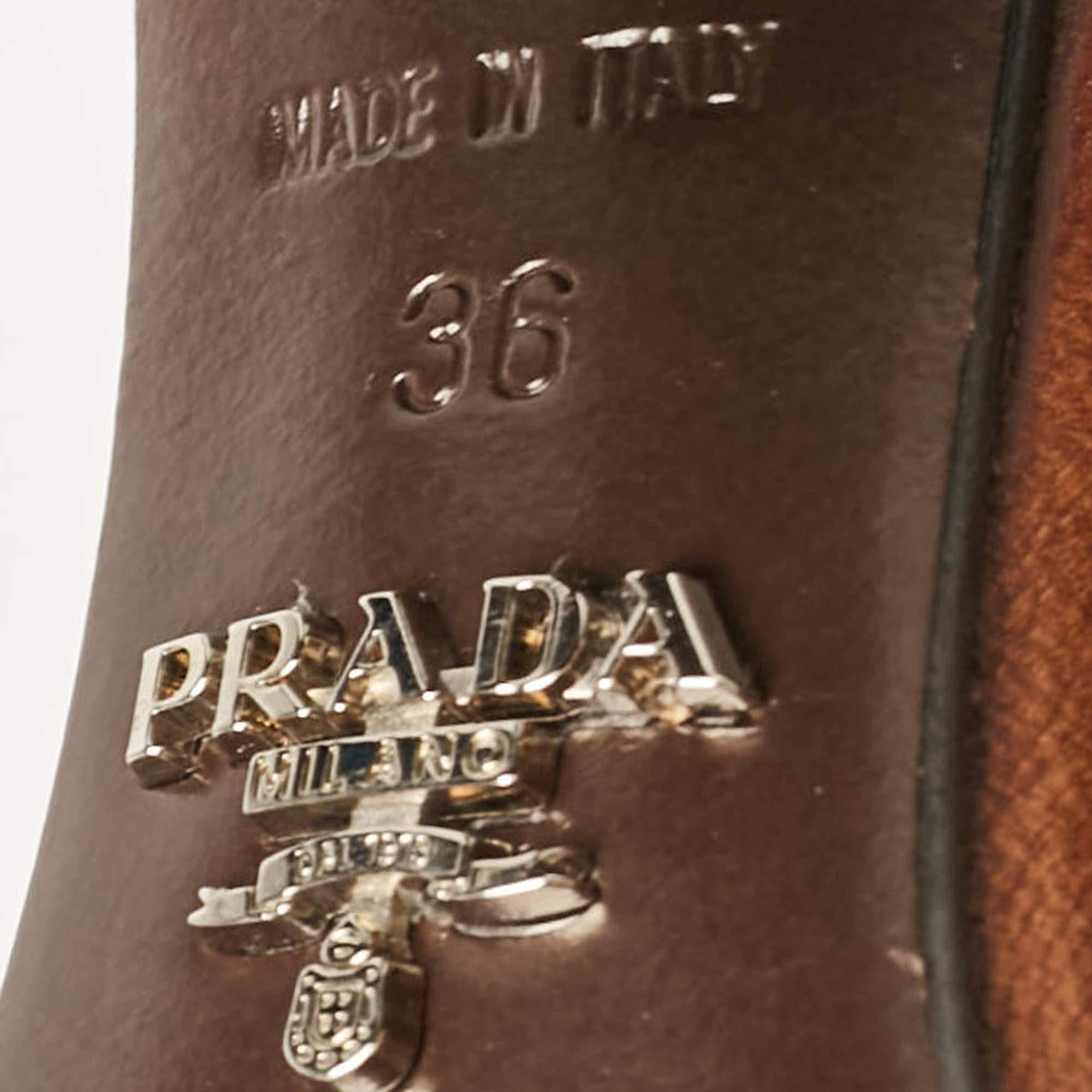 Prada Purple/Brown Leather Ankle Strap Sandals Size 36 For Sale 4