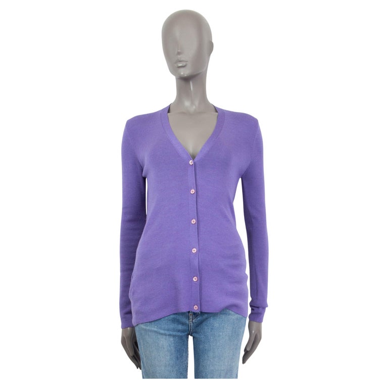 PRADA purple cashmere and silk V-Neck Cardigan Sweater 44 L at 1stDibs | prada  cardigan, light purple cardigan, prada strickjacke multicolor