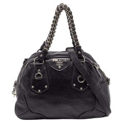 Used Prada Purple Cervo Leather Chain Satchel