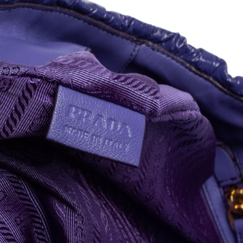 Prada Purple Gaufre Patent Leather Chain Tote 3