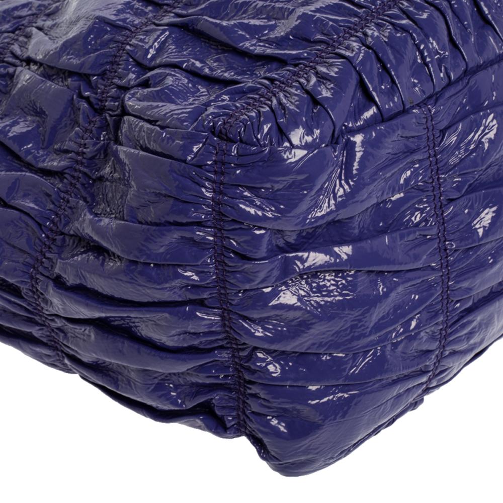 Prada Purple Gaufre Patent Leather Chain Tote 5