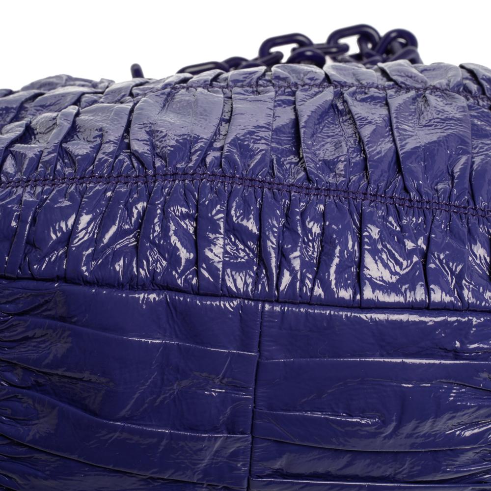 Prada Purple Gaufre Patent Leather Chain Tote 7