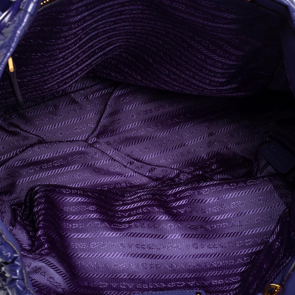 Prada Purple Gaufre Patent Leather Chain Tote 1