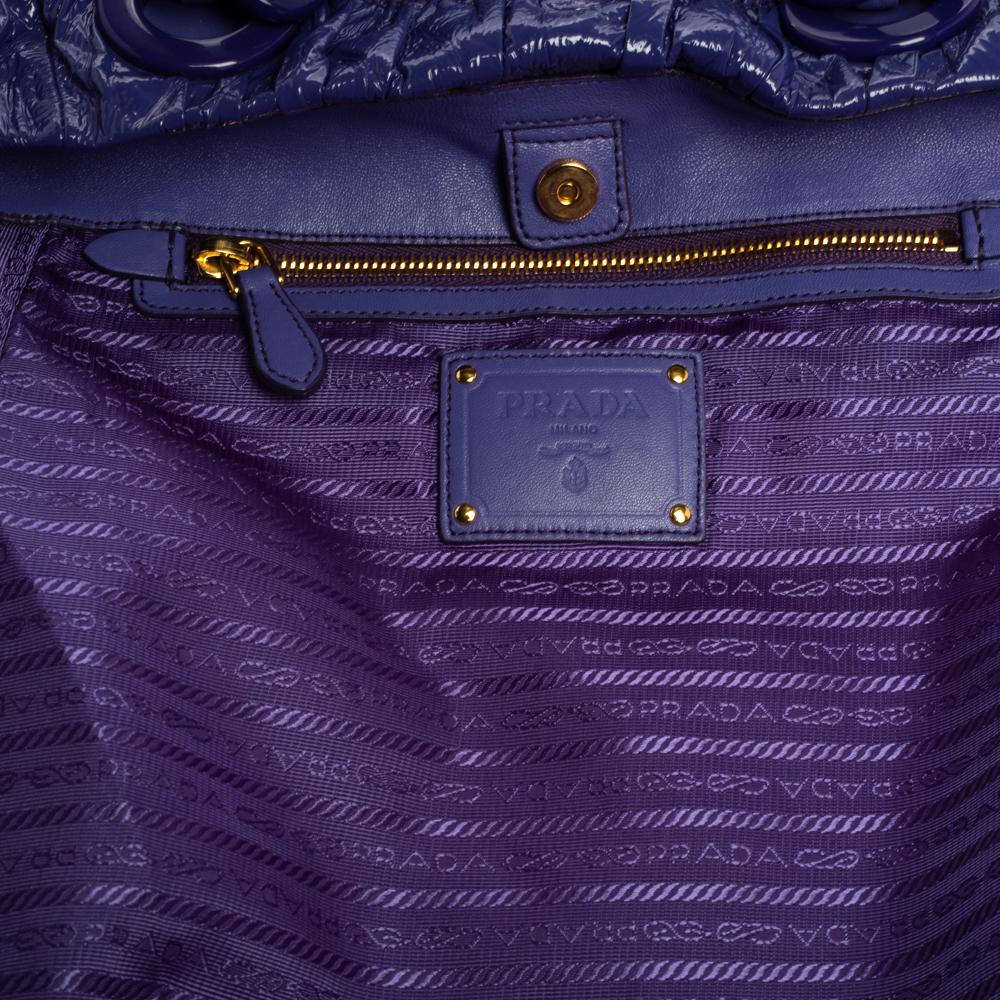 Prada Purple Gaufre Patent Leather Chain Tote 2