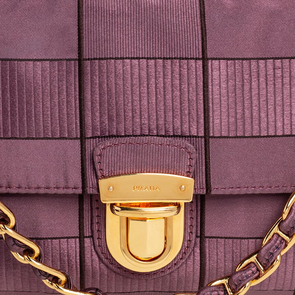 Prada Purple Jacquard And Fabric Windowpane Shoulder Bag 2