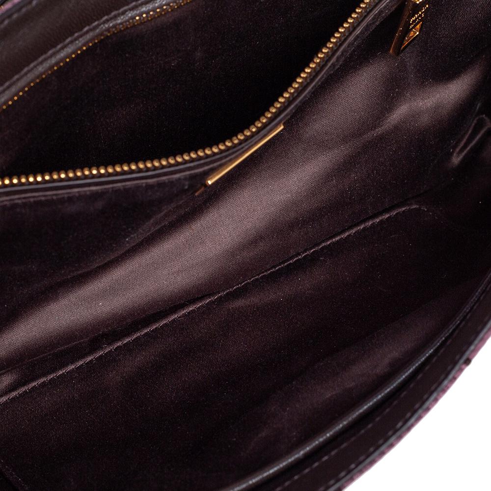 Prada Purple Jacquard And Fabric Windowpane Shoulder Bag In Good Condition In Dubai, Al Qouz 2