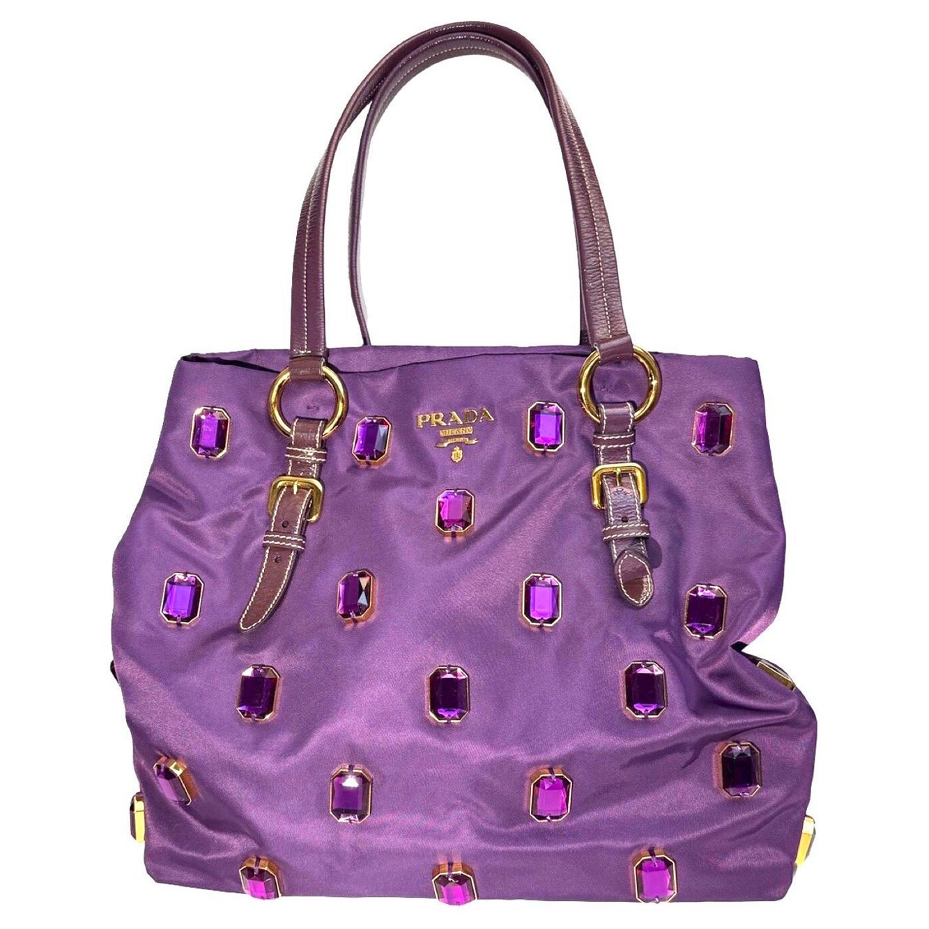 Prada lila Nylon-Tasche mit Juwelen