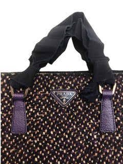 Prada Purple Leather and Wool Tweed Tote bag