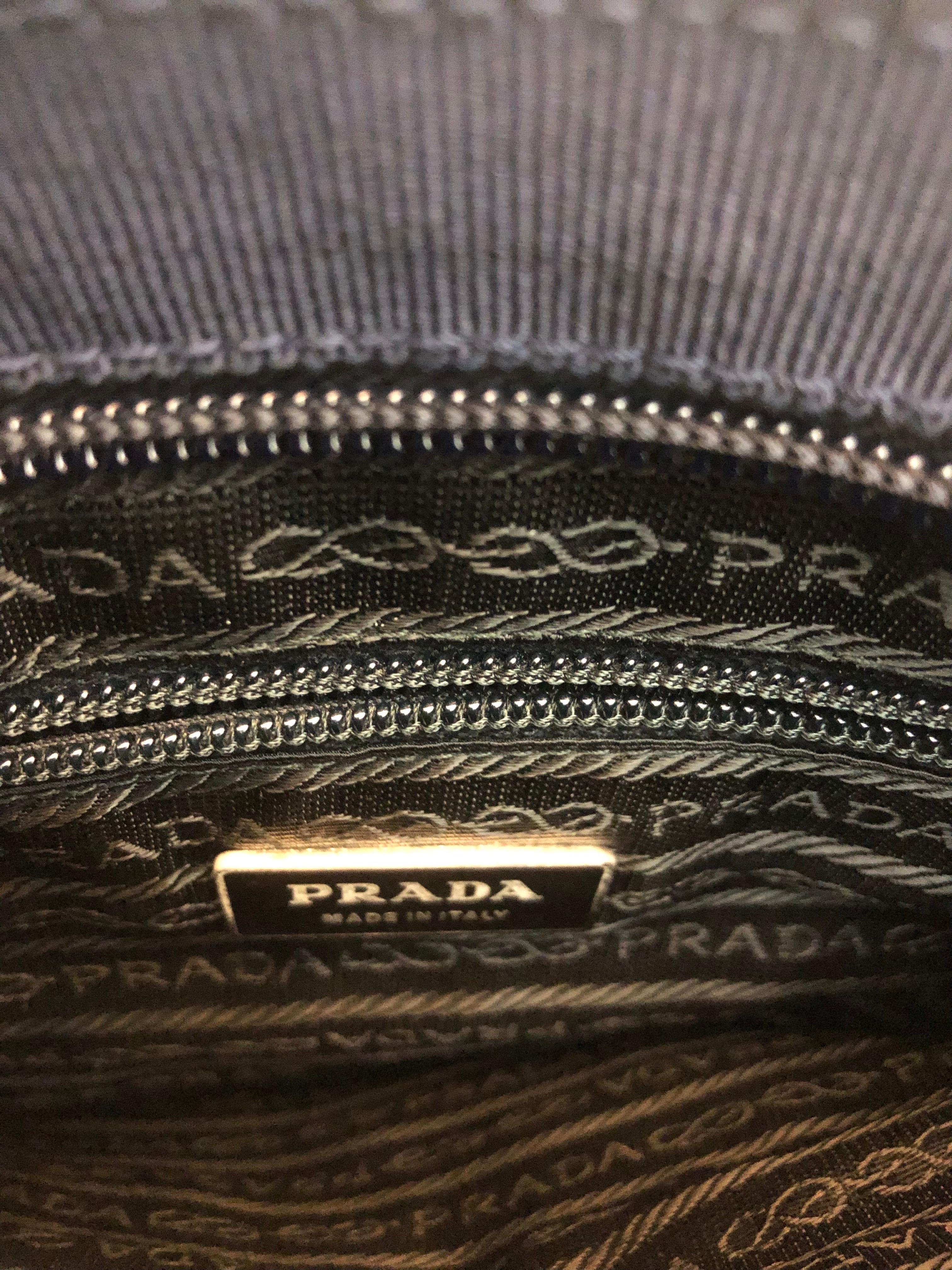 Prada Purple Leather and Wool Tweed Tote bag For Sale 1