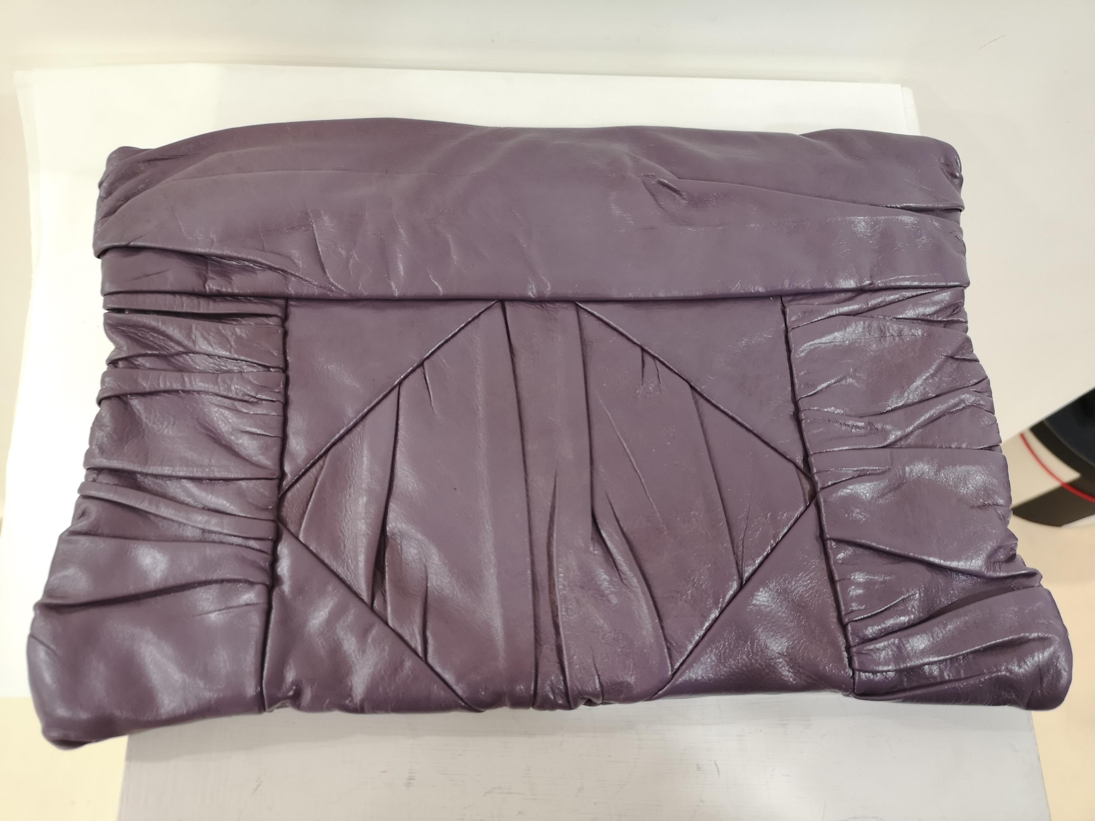 Gray Prada purple leather handbag