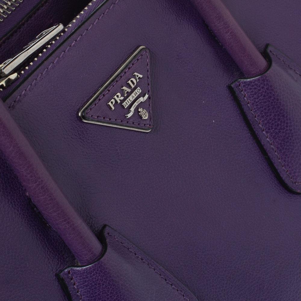 Prada Purple Leather Twin Pocket Double Handle Tote 3