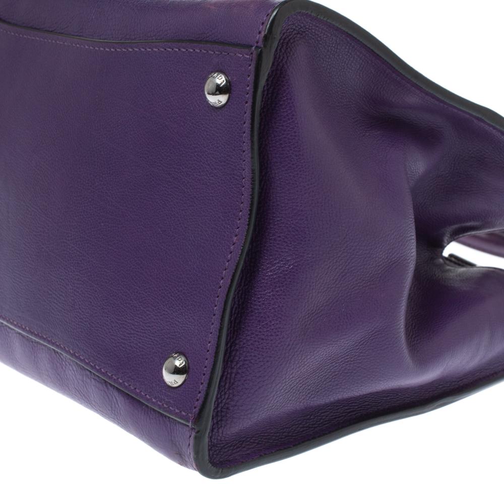 Prada Purple Leather Twin Pocket Double Handle Tote 2