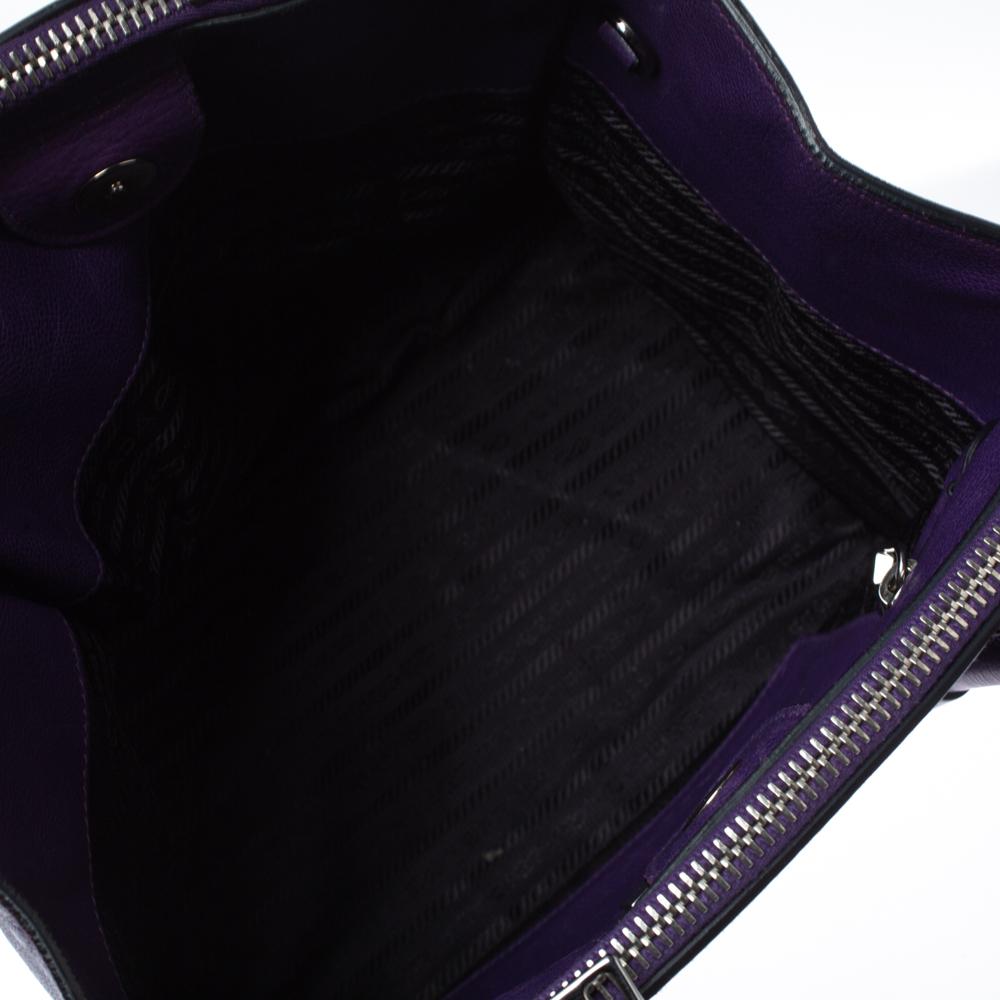 Prada Purple Leather Twin Pocket Double Handle Tote 1