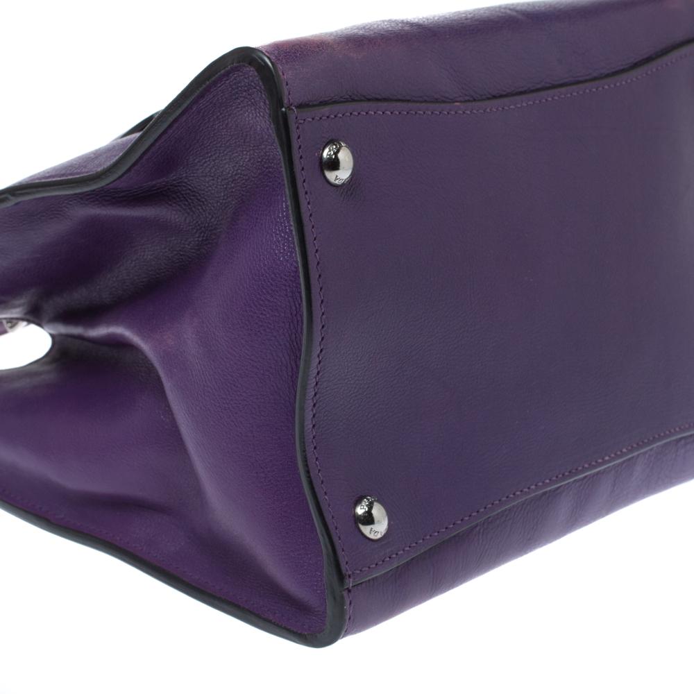 Prada Purple Leather Twin Pocket Double Handle Tote 2