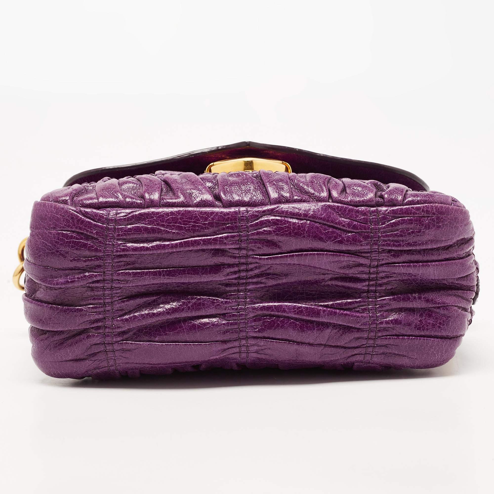 Prada Purple Matelasse Leather Pushlock Flap Top Handle Bag 1