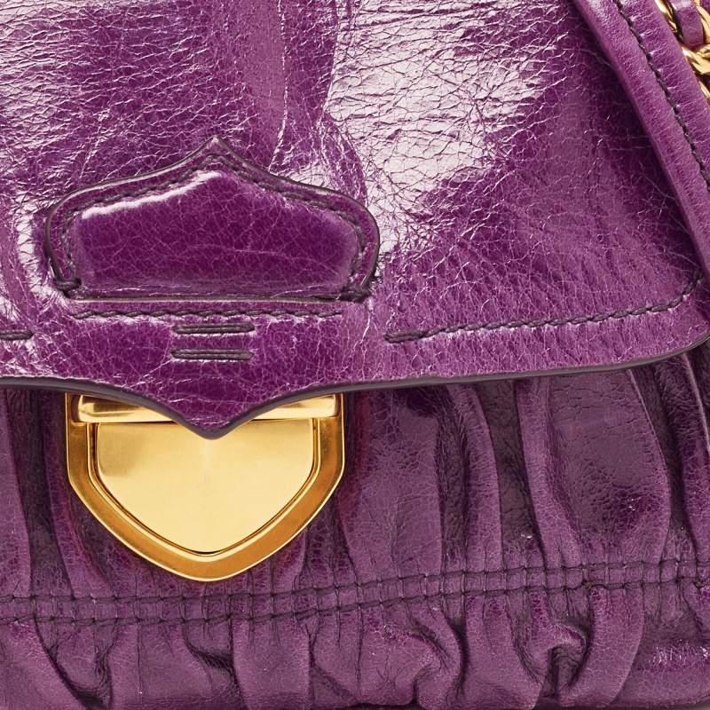 Prada Purple Matelasse Leather Pushlock Flap Top Handle Bag 2