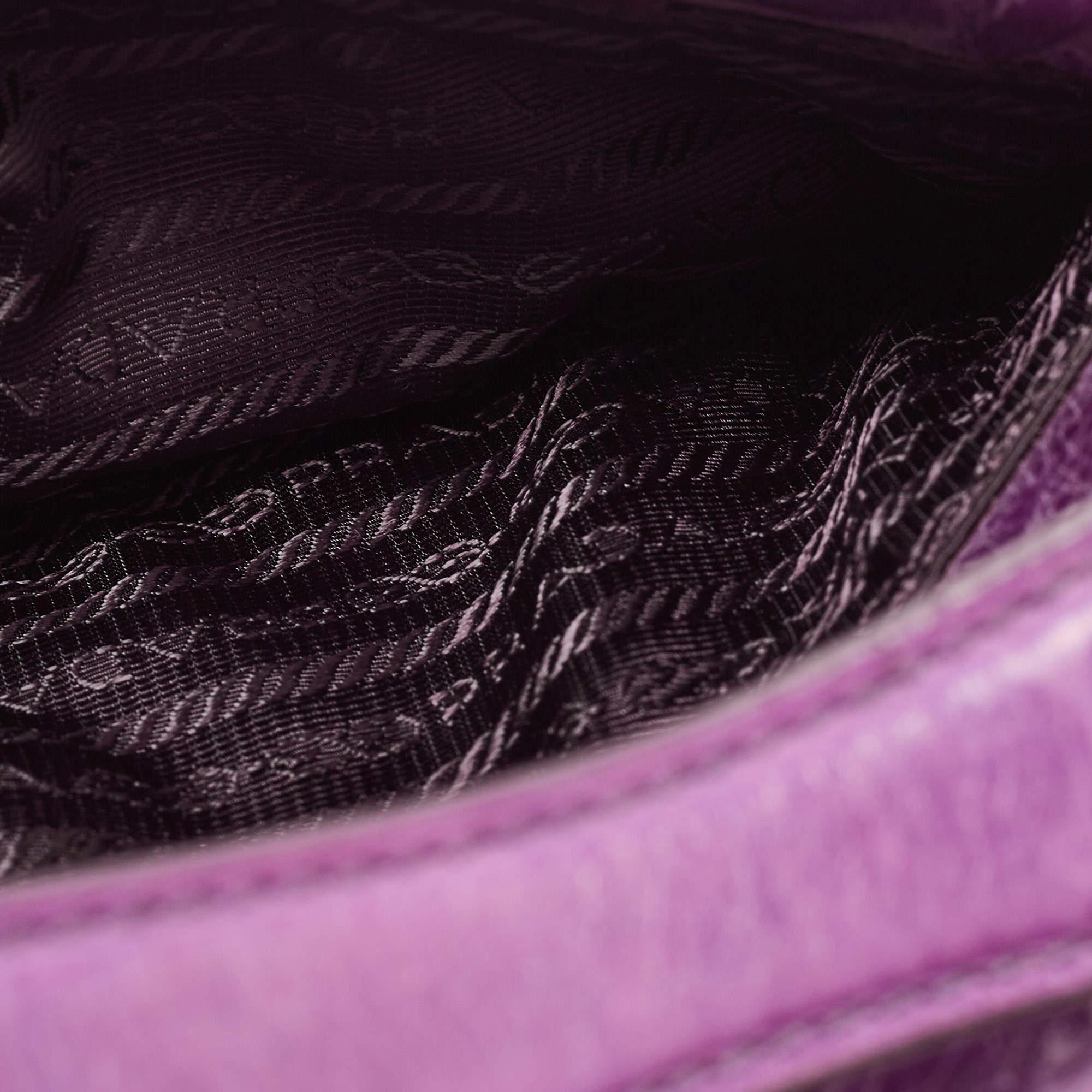 Prada Purple Matelasse Leather Pushlock Flap Top Handle Bag 3