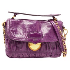 Prada Purple Matelasse Leather Pushlock Flap Top Handle Bag
