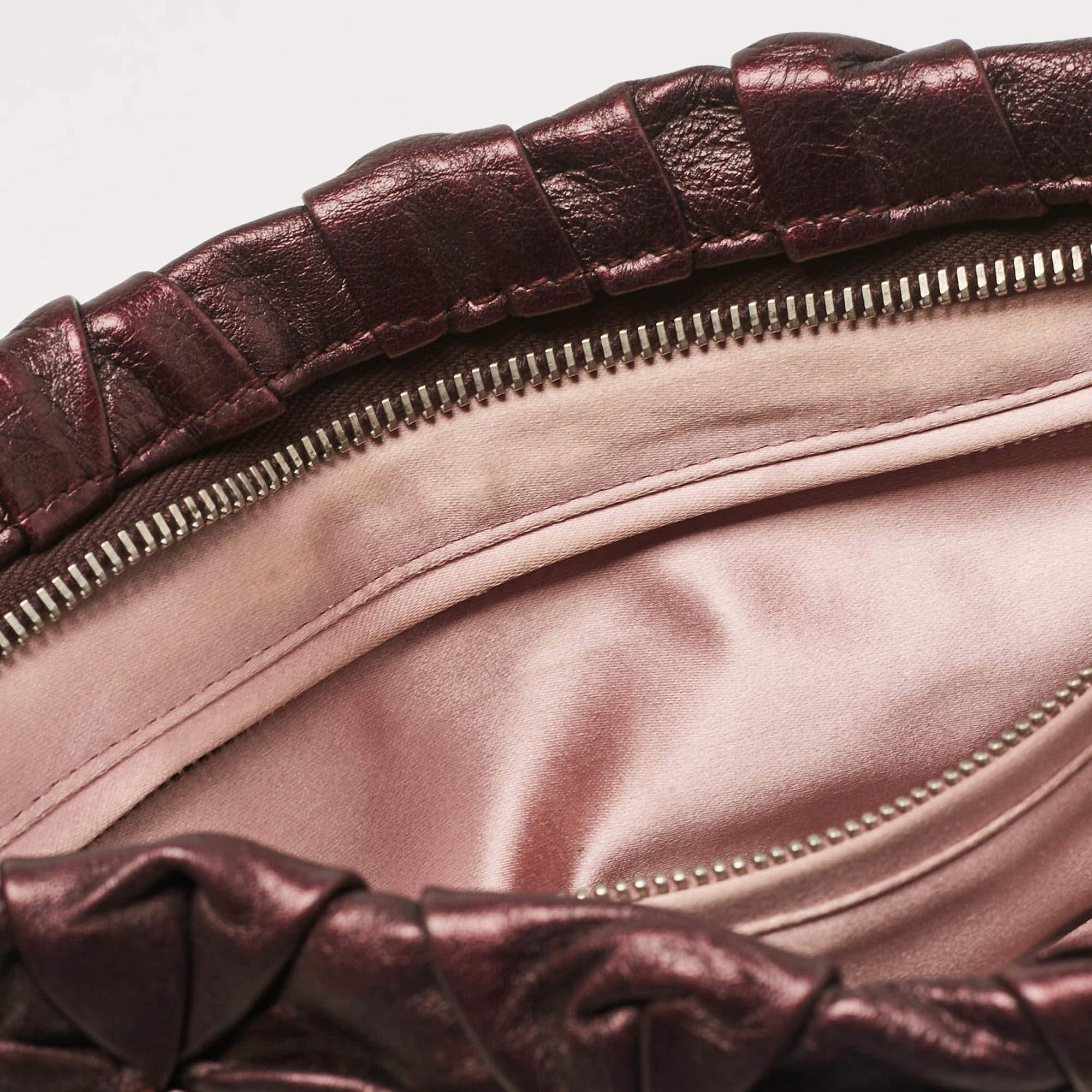 Prada Purple Mirtillo Pleated Leather Clutch 3