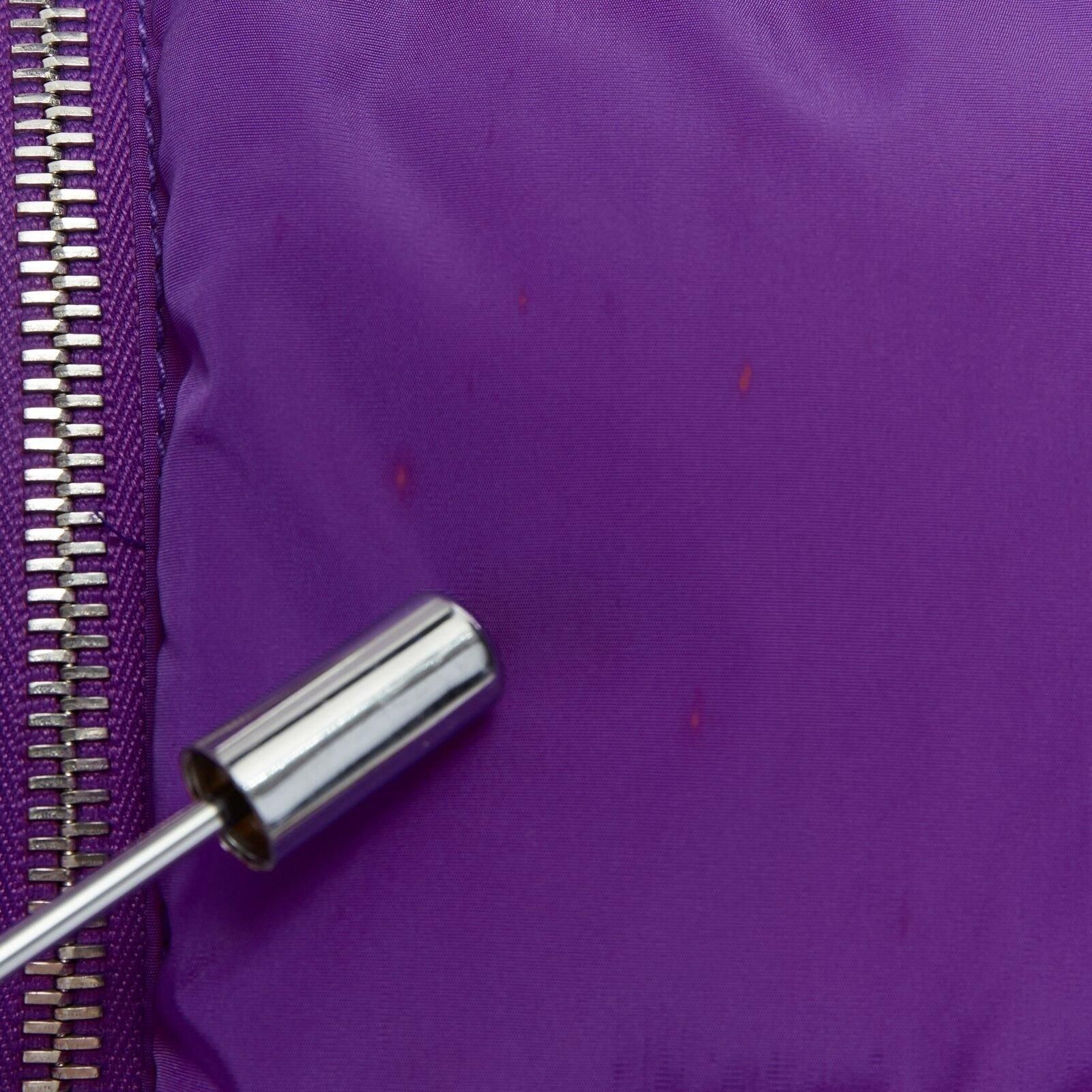 PRADA purple nylon padded convertible hood 3/4 sleeves cropped down jacket IT38 In Fair Condition In Hong Kong, NT