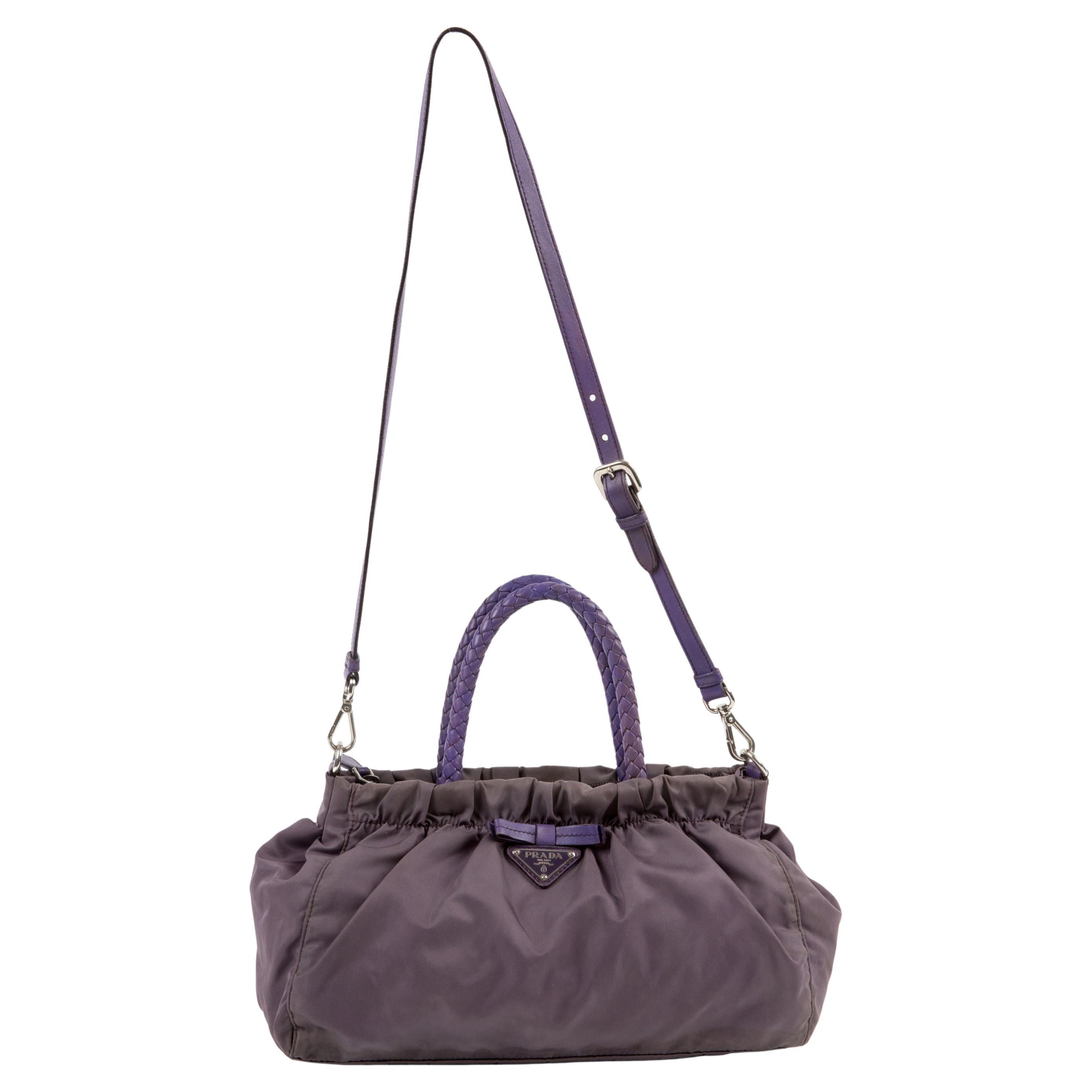 Prada Purple Nylon Tessuto Tote Bag For Sale