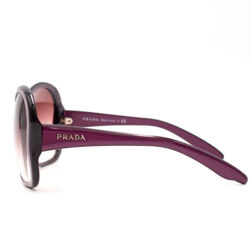 Prada Purple Oversized Sunglasses

- Purple frame glasses
- Purple tinted lenses
- Prada embossed on the arms

Please note, these items are pre-owned and may show signs of being stored even when unworn and unused. This is reflected within the