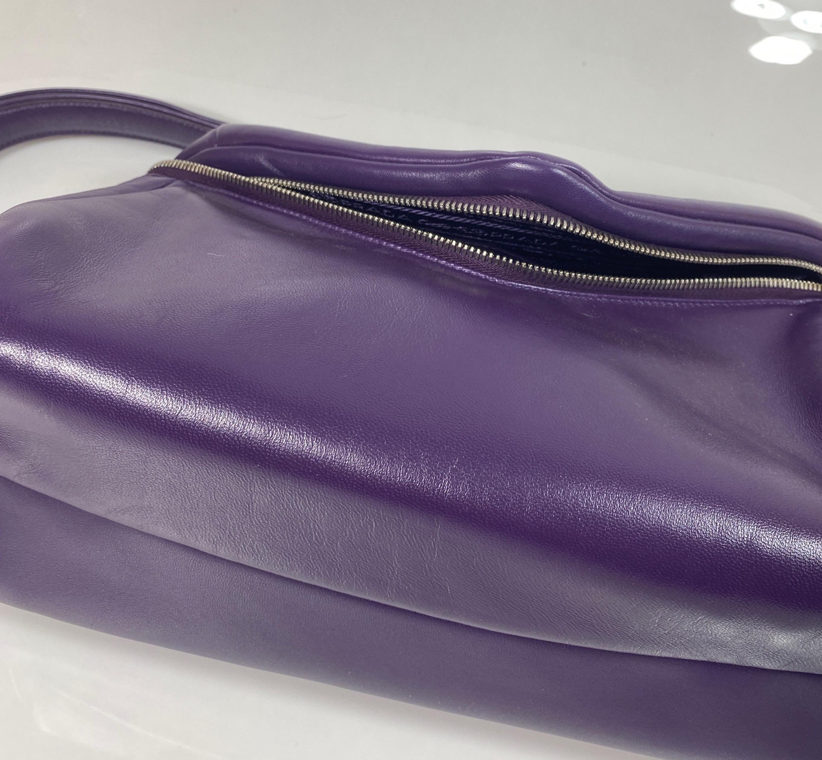 Prada Purple Padded Napa Leather Signaux Handbag -New 7
