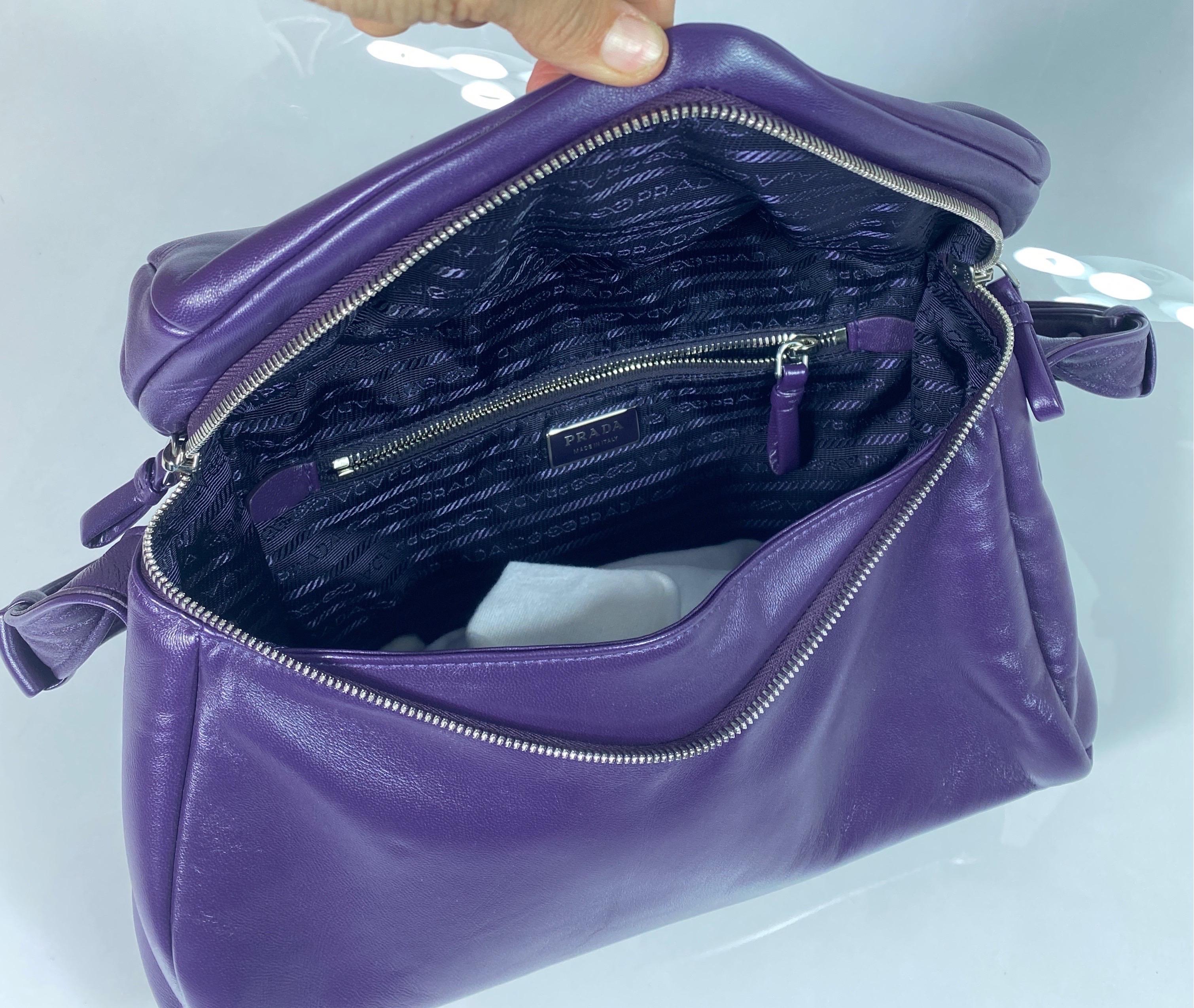 Prada Purple Padded Napa Leather Signaux Handbag -New 8