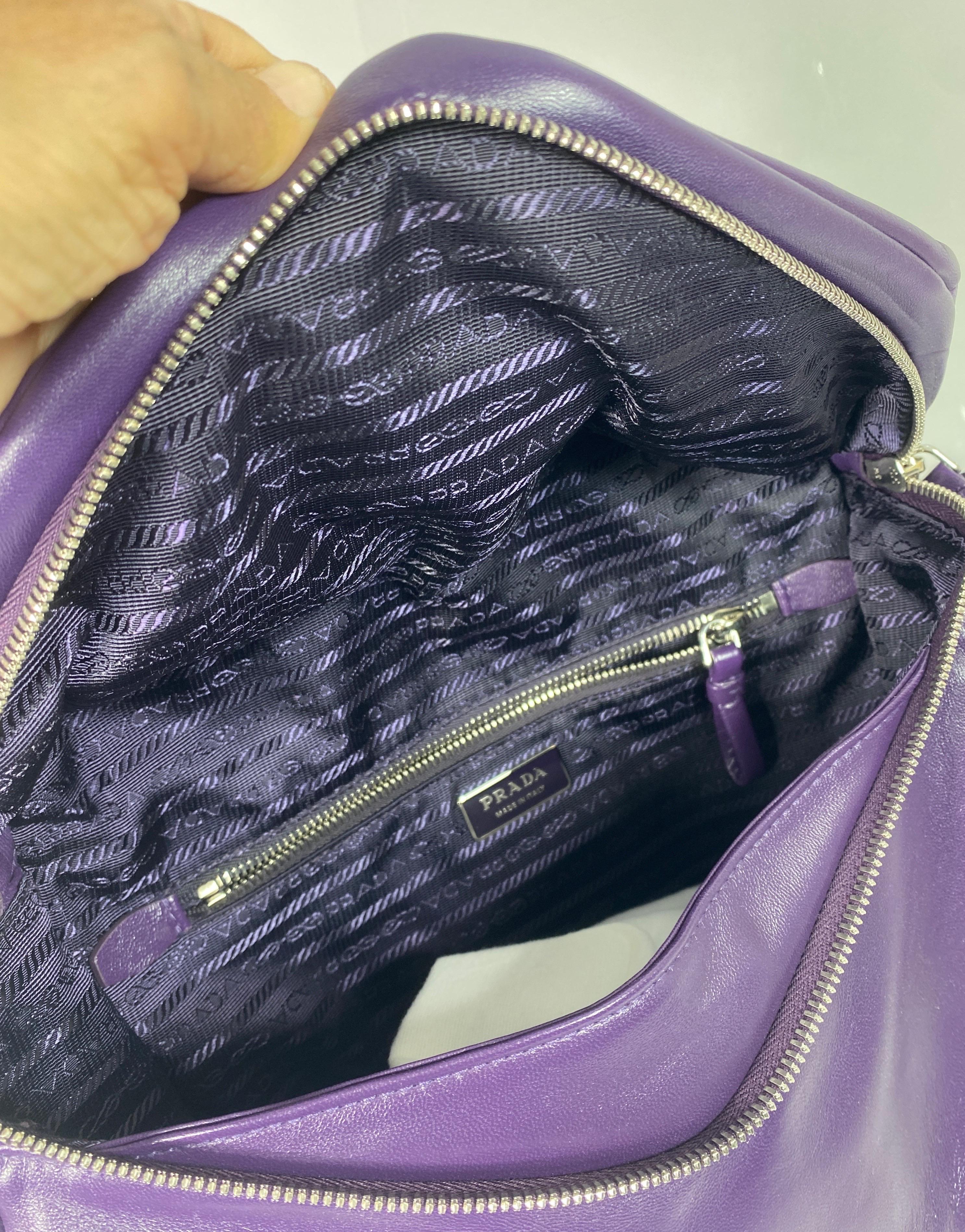 Prada Purple Padded Napa Leather Signaux Handbag -New 9
