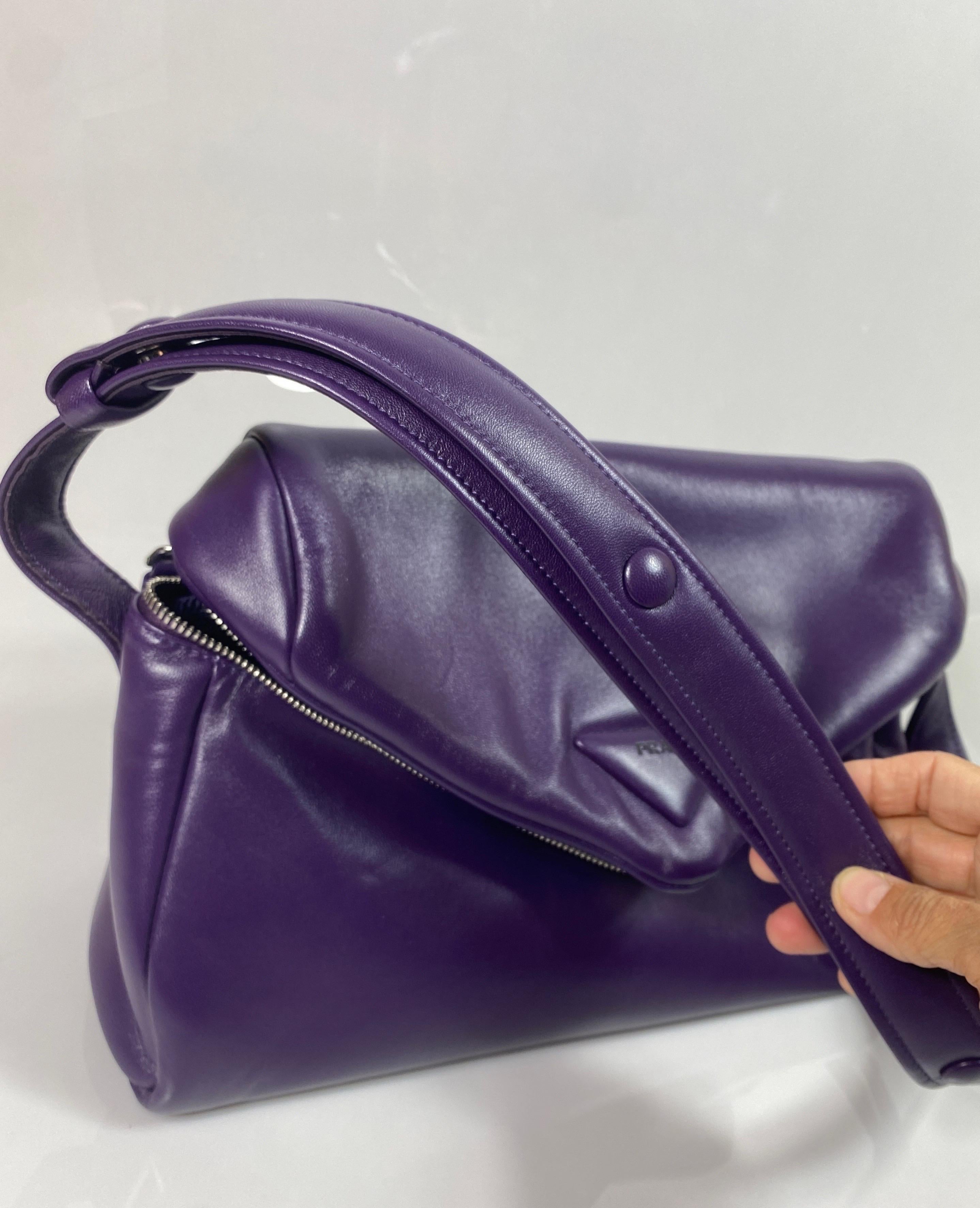 Prada Purple Padded Napa Leather Signaux Handbag -New 11