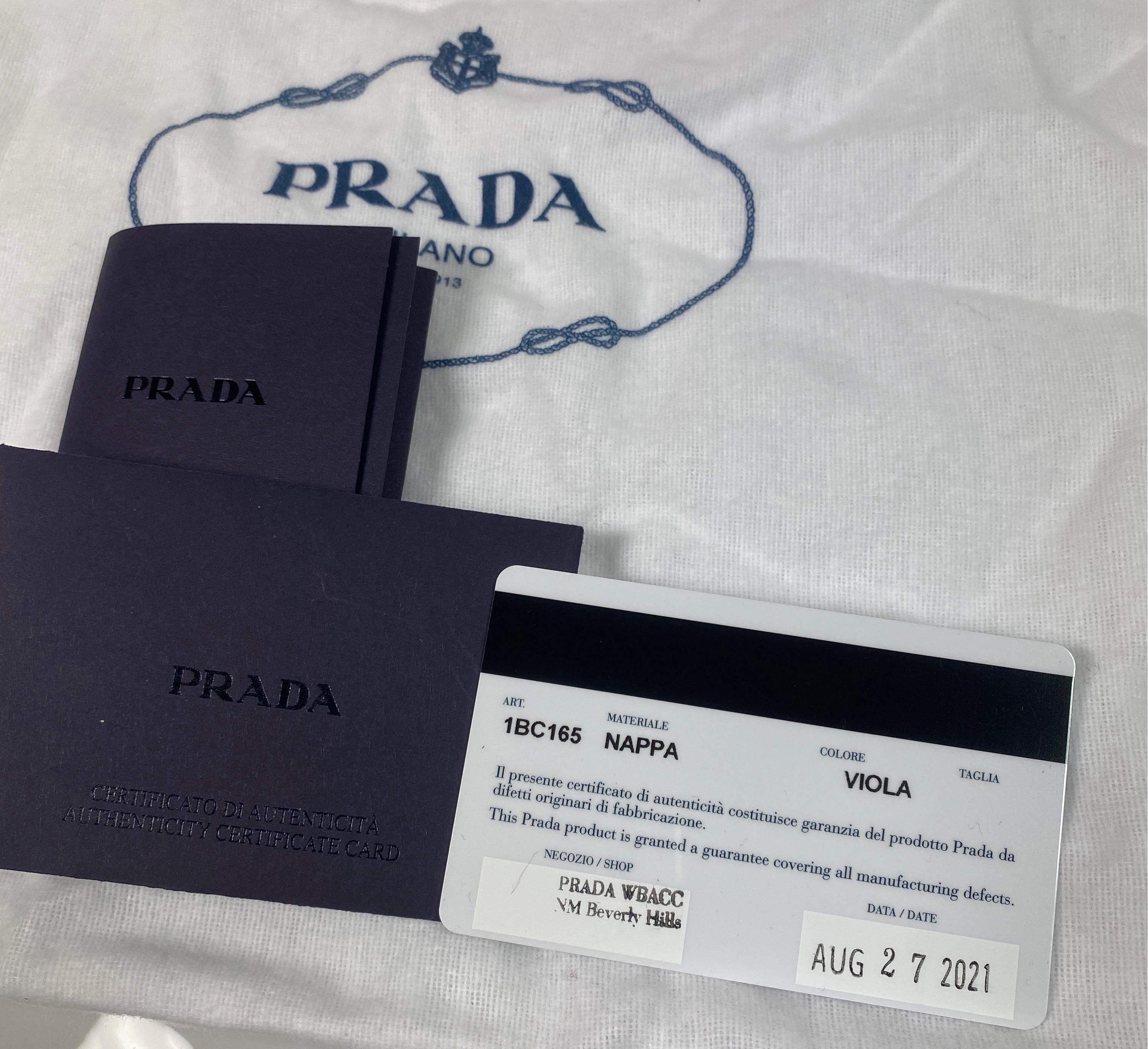 Prada Purple Padded Napa Leather Signaux Handbag -New 15