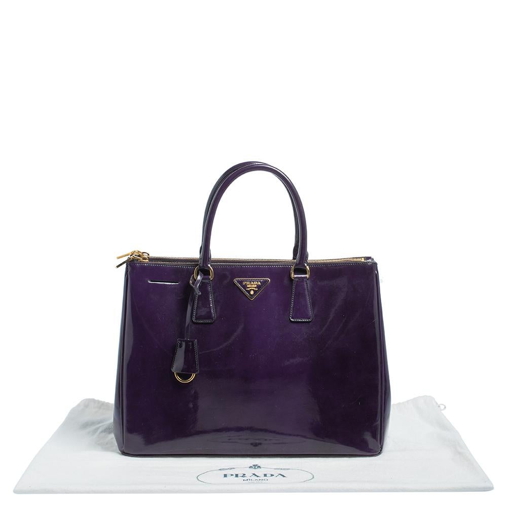 Prada Purple Patent Leather Large Double Zip Tote 1