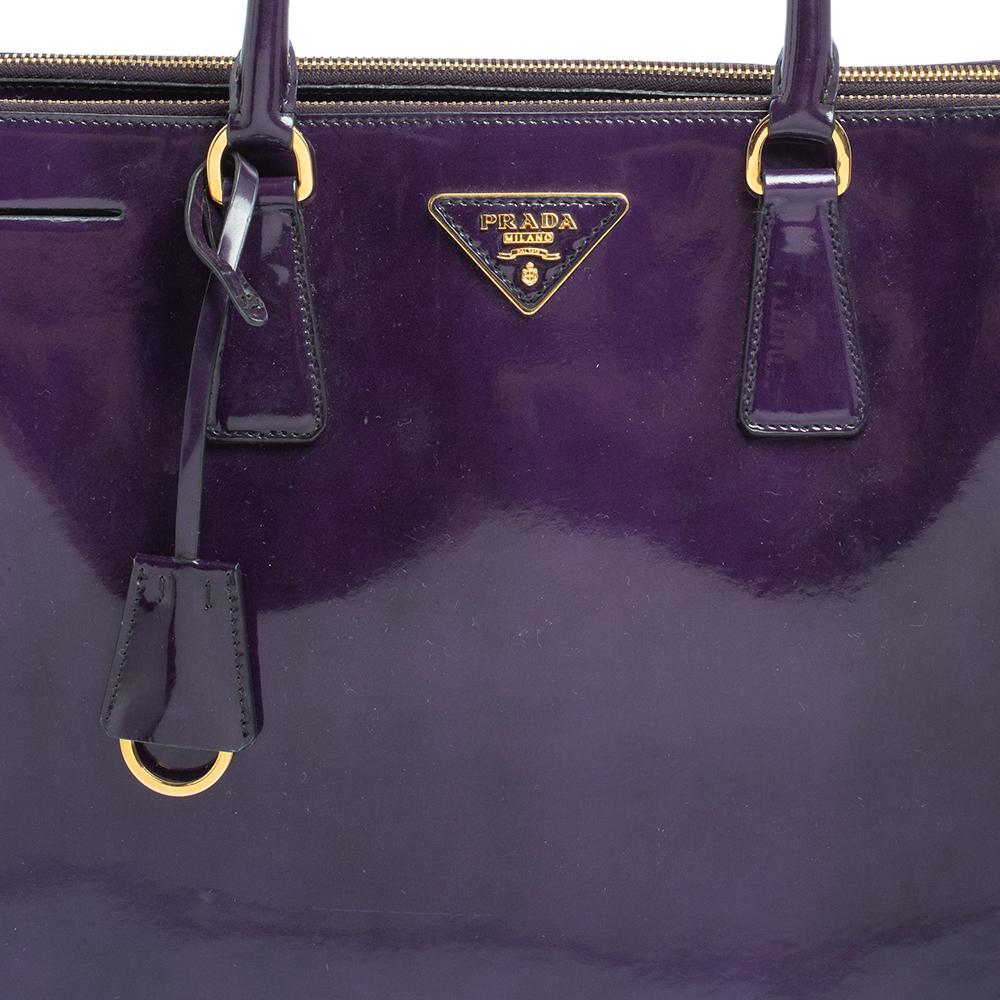 Prada Purple Patent Leather Large Double Zip Tote 2