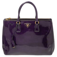 Prada Purple Patent Leather Large Double Zip Tote