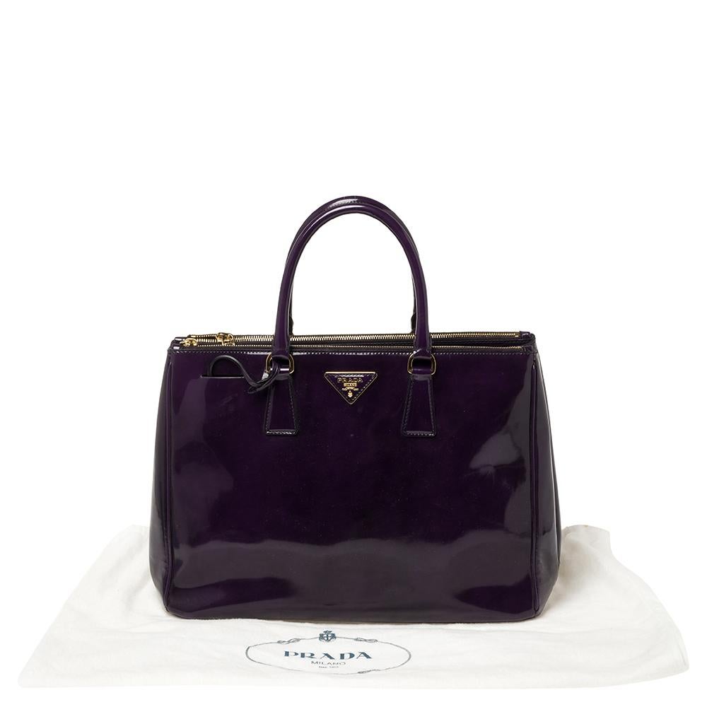 Prada Purple Patent Leather Medium Double Zip Tote 4