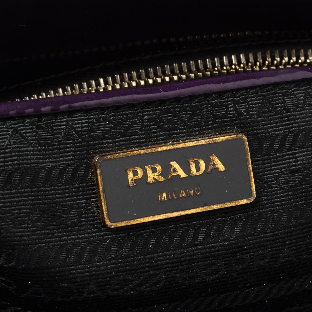 Women's Prada Purple Patent Leather Medium Double Zip Tote