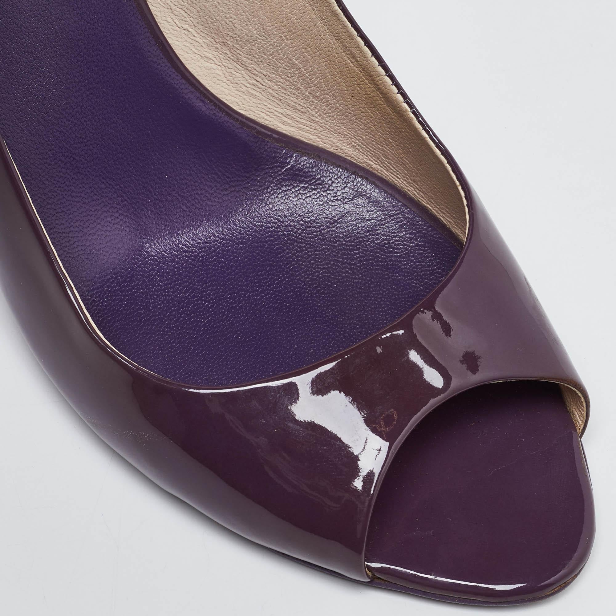 Prada Purple Patent Leather Open Toe Slingback Pumps Size 37 2