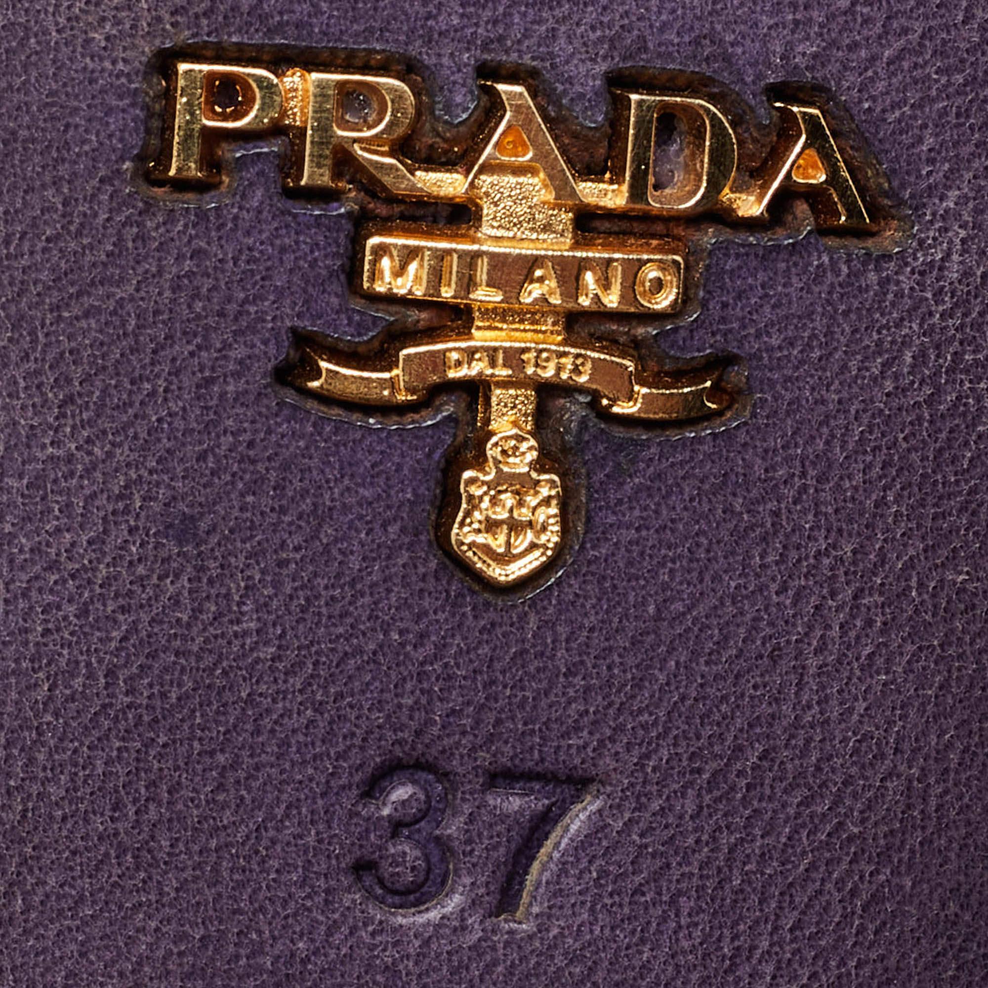Prada Purple Patent Leather Open Toe Slingback Pumps Size 37 3
