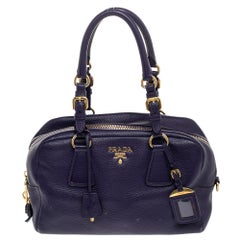 Prada - Sac à main Bauletto en cuir grainé violet