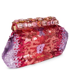 PRADA purple pink 2011 CRYSTAL FRAME SEQUIN Clutch Bag