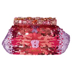 PRADA purple pink 2011 CRYSTAL FRAME SEQUIN Clutch Bag