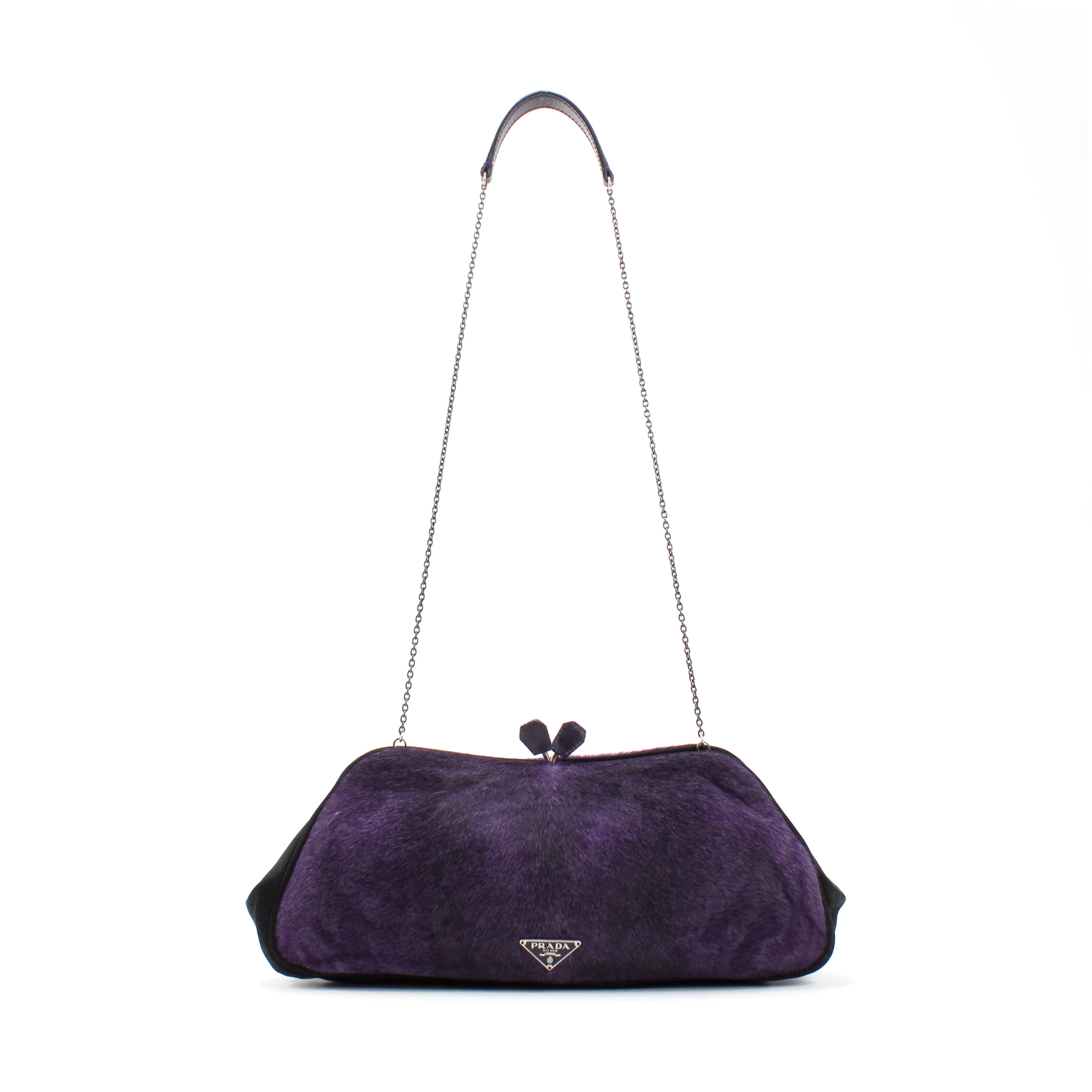 Prada Purple Pony Hair Bag  In Excellent Condition For Sale In Bressanone, IT