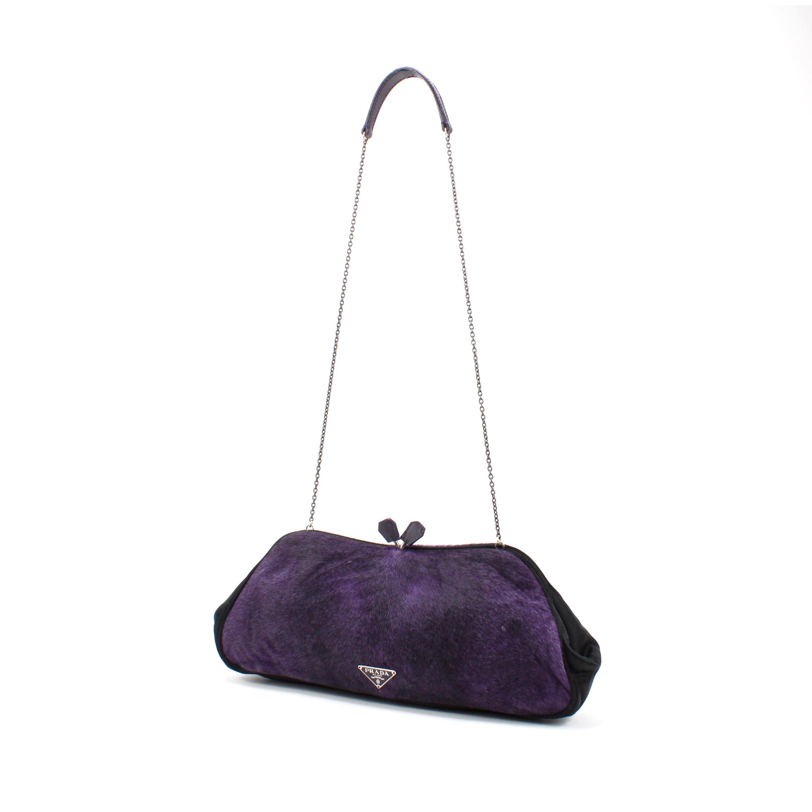 Sac Prada violet en poils de poney  Pour femmes en vente