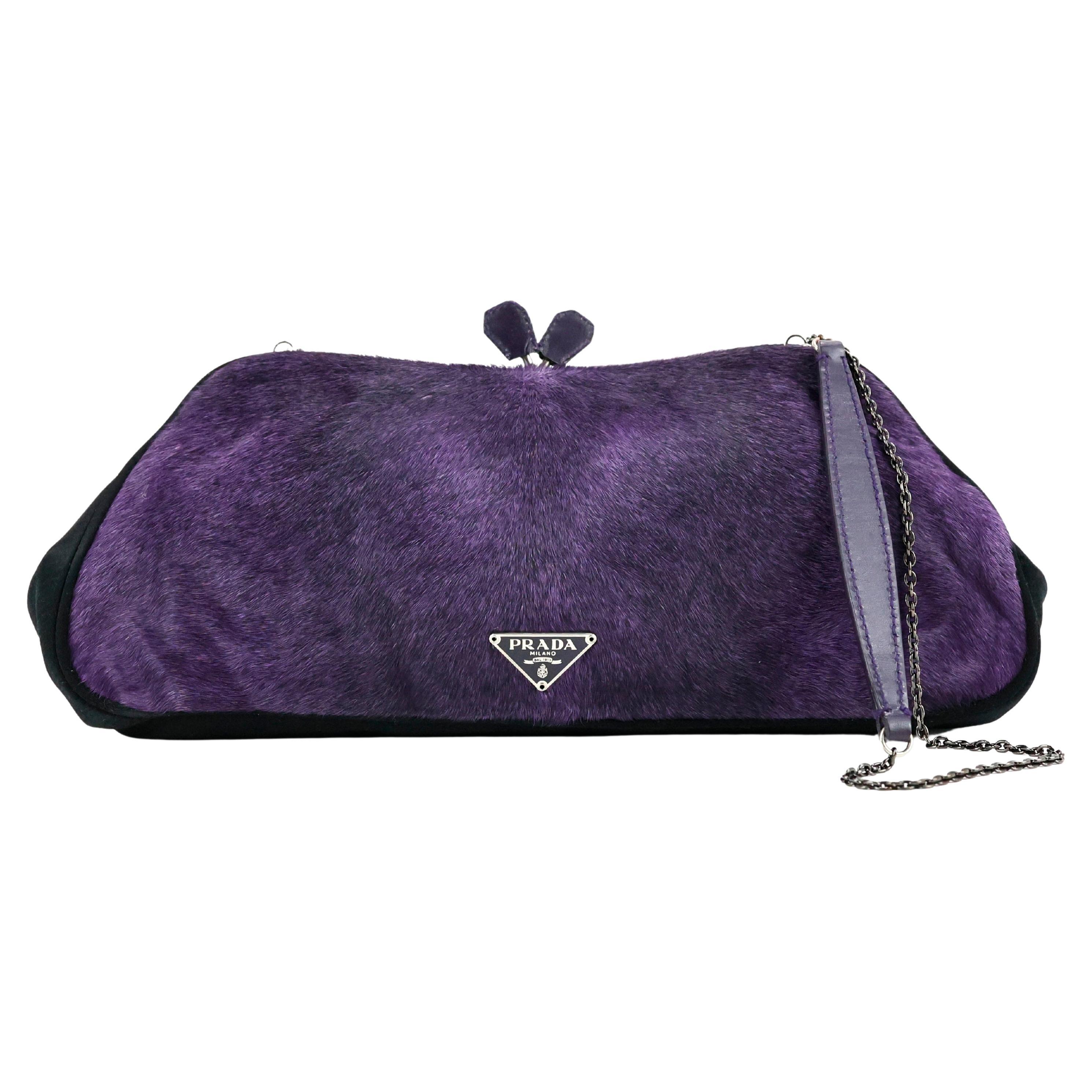 Prada Purple Pony Hair Bag  For Sale
