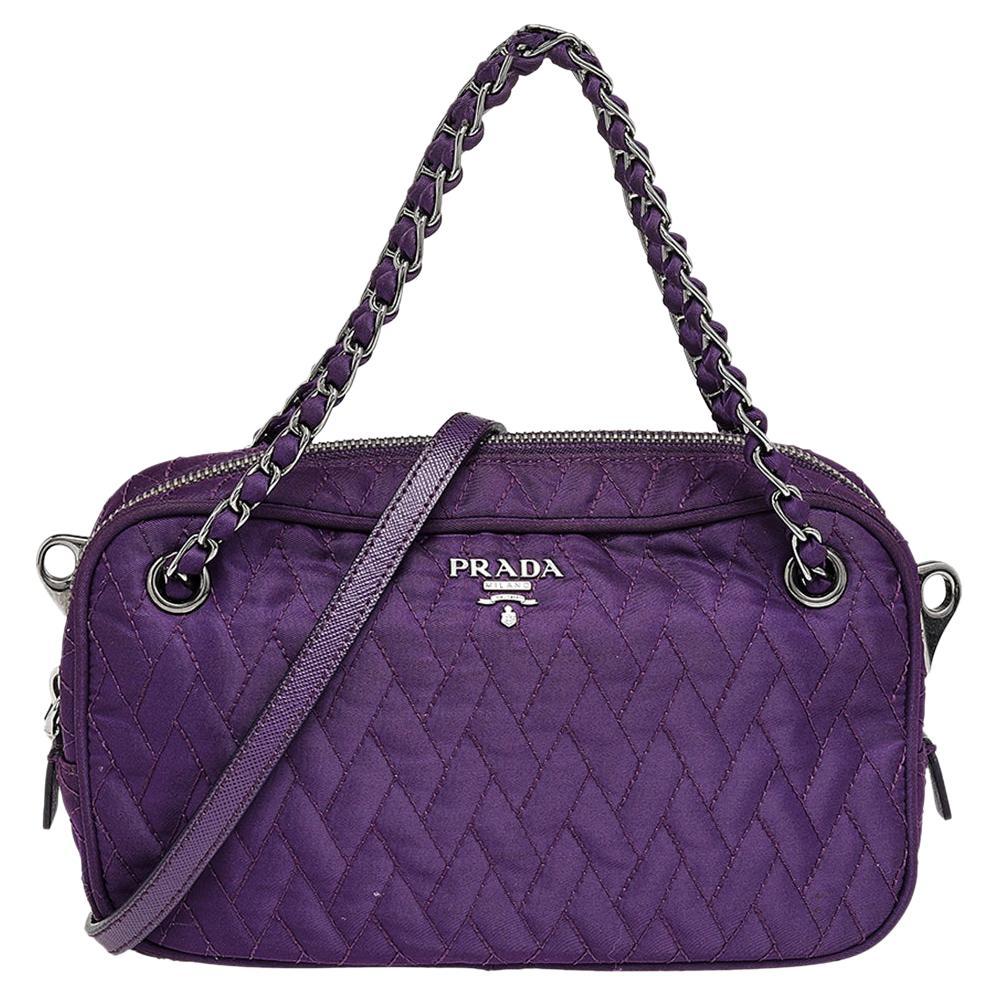 Prada Purple Quilted Nylon Camera Shoulder Bag at 1stDibs